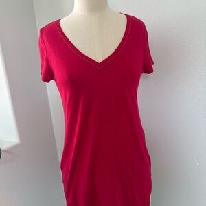 White House Black Market Red V-Neck Short Sleeve Top